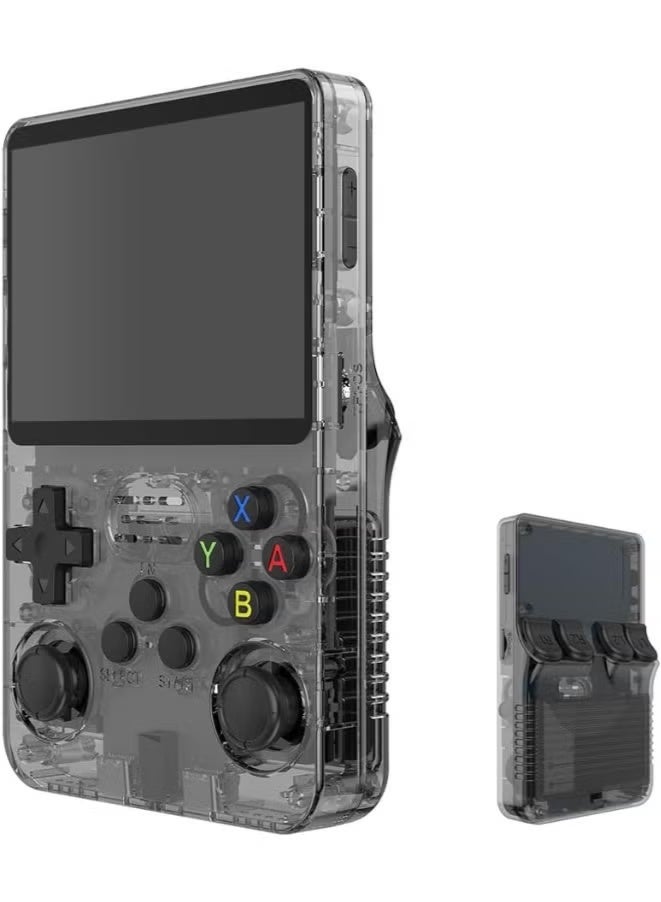 BLUMENIT R36S Retro Handheld Video Game Console with 3.5 Inch IPS Screen, 64GB Memory Card, 10,000+ Classic Games, Open Source Linux System, Portable Gaming Player for Adults & Kids – Black - Image 1